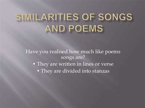songs that are similar to poems